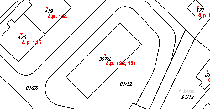 Řitka 131,132 na parcele st. 367/2 v KÚ Řitka, Katastrální mapa