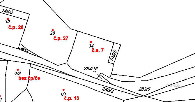 Dolní Kamenice 7, Holýšov na parcele st. 34 v KÚ Dolní Kamenice u Holýšova, Katastrální mapa