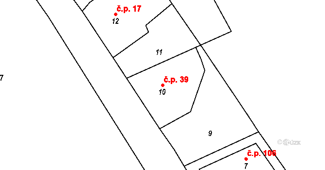 Provodov 39, Provodov-Šonov na parcele st. 10 v KÚ Provodov, Katastrální mapa