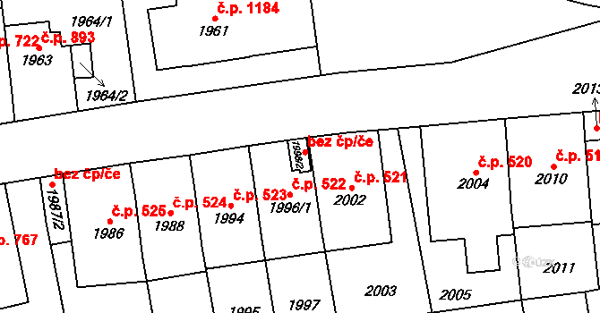 Praha 78386802 na parcele st. 1996/2 v KÚ Břevnov, Katastrální mapa