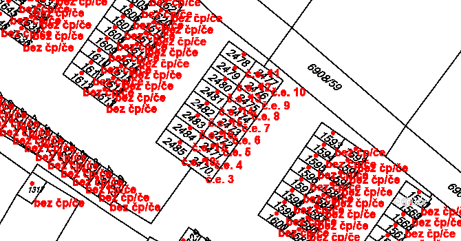 Telč-Štěpnice 6, Telč na parcele st. 2473 v KÚ Telč, Katastrální mapa