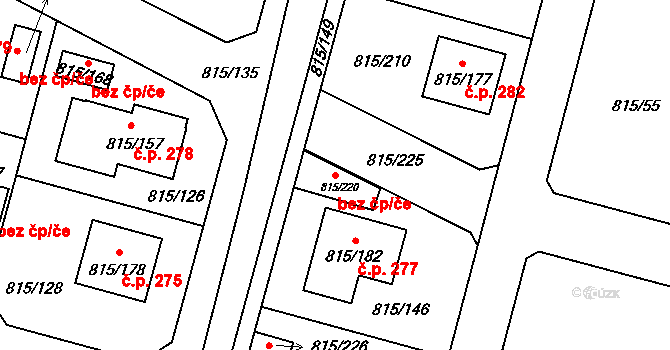 Litvínovice 81643802 na parcele st. 815/220 v KÚ Litvínovice, Katastrální mapa