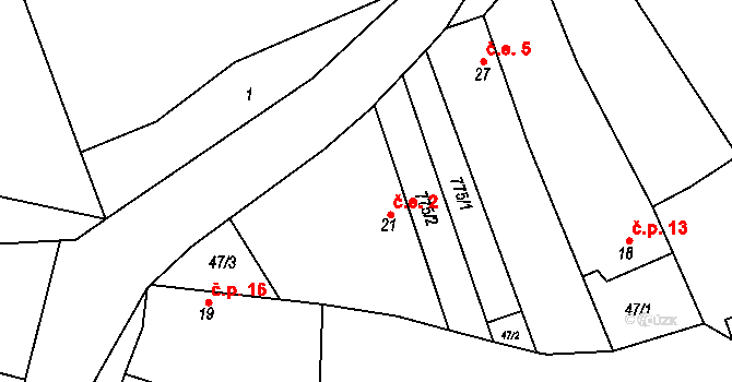 Bedlno 2, Jesenice na parcele st. 21 v KÚ Bedlno, Katastrální mapa