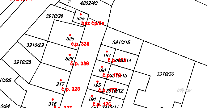Lenešice 179 na parcele st. 197 v KÚ Lenešice, Katastrální mapa