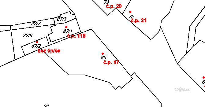 Nítkovice 17 na parcele st. 85 v KÚ Nítkovice, Katastrální mapa
