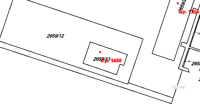Holešov 1450 na parcele st. 2659/13 v KÚ Holešov, Katastrální mapa