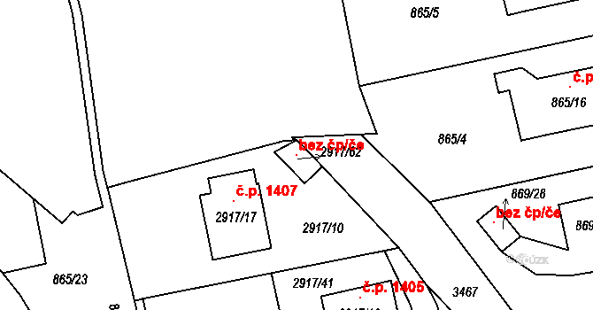 Pelhřimov 105036803 na parcele st. 2917/62 v KÚ Pelhřimov, Katastrální mapa