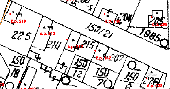 Přerov nad Labem 212 na parcele st. 215 v KÚ Přerov nad Labem, Katastrální mapa