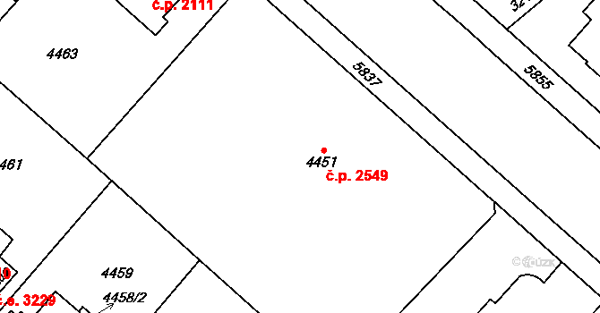 Jihlava 2549 na parcele st. 4451 v KÚ Jihlava, Katastrální mapa