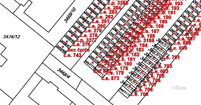 Vyškov-Předměstí 274, Vyškov na parcele st. 3467/37 v KÚ Vyškov, Katastrální mapa