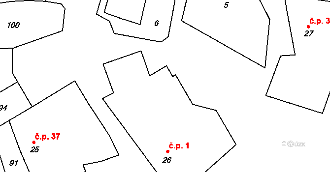 Jeníkov 1, Čechtice na parcele st. 26 v KÚ Jeníkov u Vlašimi, Katastrální mapa