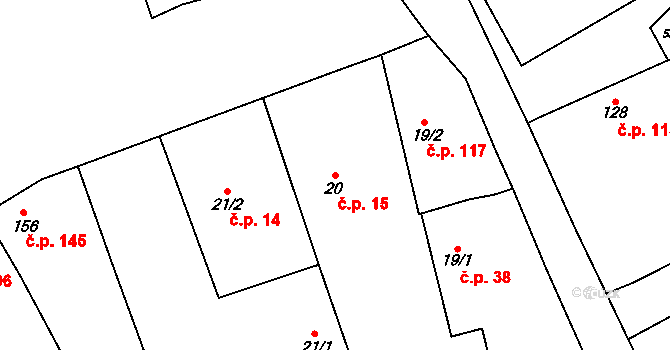 Tlustice 15 na parcele st. 20 v KÚ Tlustice, Katastrální mapa