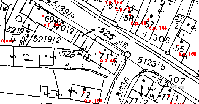 Černošín 43 na parcele st. 71 v KÚ Černošín, Katastrální mapa