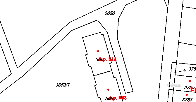 Mimoň I 544, Mimoň na parcele st. 3657 v KÚ Mimoň, Katastrální mapa