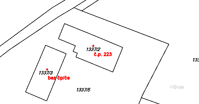 Žamberk 223 na parcele st. 1337/2 v KÚ Žamberk, Katastrální mapa