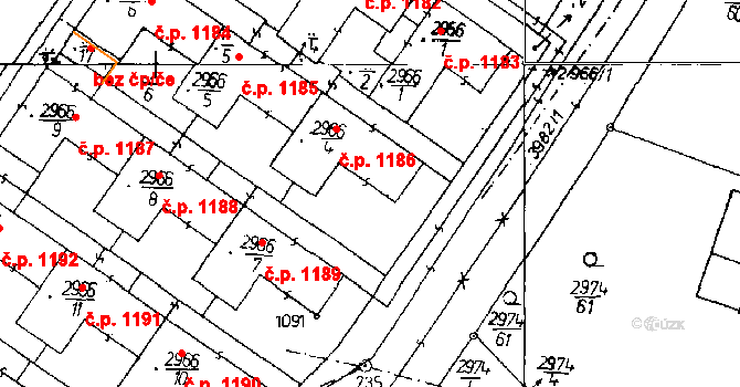 Poděbrady III 1186, Poděbrady na parcele st. 2966/4 v KÚ Poděbrady, Katastrální mapa