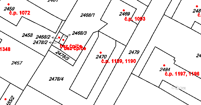 Duchcov 1189,1190 na parcele st. 2470 v KÚ Duchcov, Katastrální mapa