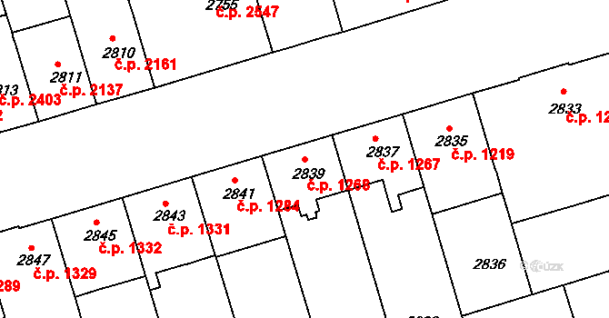 Královo Pole 1268, Brno na parcele st. 2839 v KÚ Královo Pole, Katastrální mapa