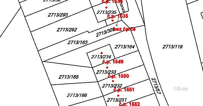 Pelhřimov 1549 na parcele st. 2713/234 v KÚ Pelhřimov, Katastrální mapa