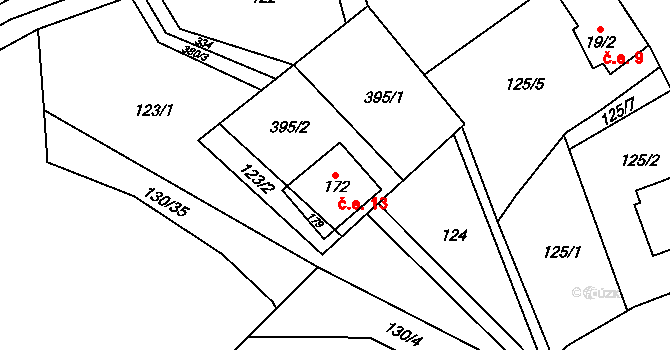 Načetín 13, Kalek na parcele st. 172 v KÚ Načetín u Kalku, Katastrální mapa