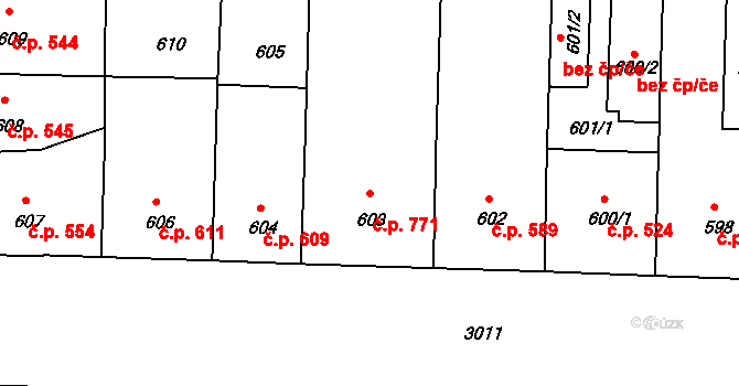 Nusle 771, Praha na parcele st. 603 v KÚ Nusle, Katastrální mapa