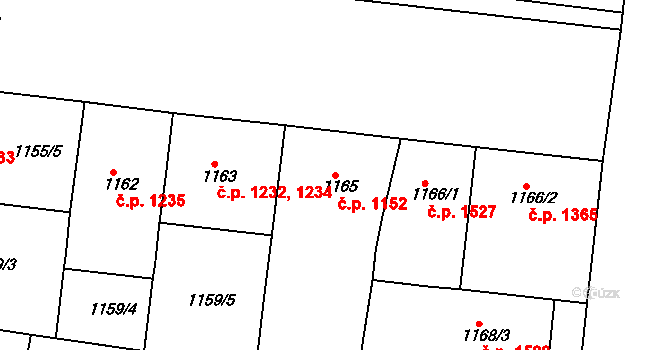 Holešovice 1152, Praha na parcele st. 1165 v KÚ Holešovice, Katastrální mapa