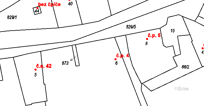 Chramosty 4, Dublovice na parcele st. 6 v KÚ Chramosty, Katastrální mapa