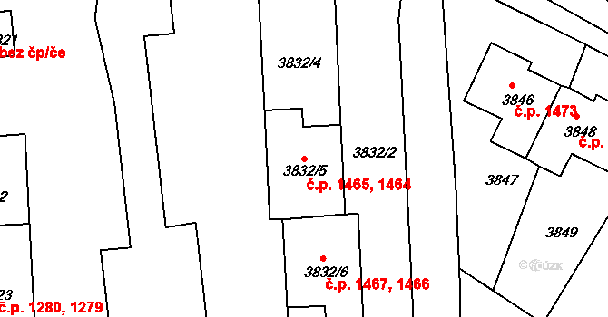 Jirkov 1464,1465 na parcele st. 3832/5 v KÚ Jirkov, Katastrální mapa