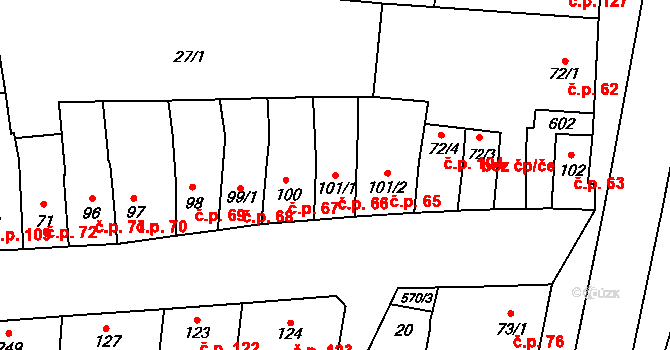 Čechovice 66, Prostějov na parcele st. 101/1 v KÚ Čechovice u Prostějova, Katastrální mapa