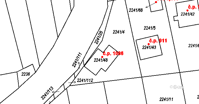 Třemošná 1086 na parcele st. 2241/48 v KÚ Třemošná, Katastrální mapa