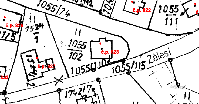 Rychnov u Jablonce nad Nisou 828 na parcele st. 1055/110 v KÚ Rychnov u Jablonce nad Nisou, Katastrální mapa