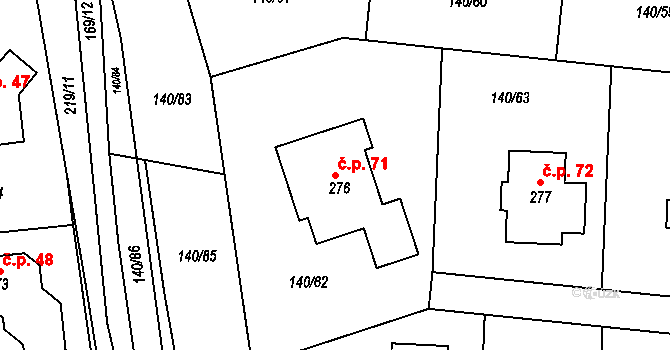 Trnová 71 na parcele st. 276 v KÚ Trnová u Jíloviště, Katastrální mapa