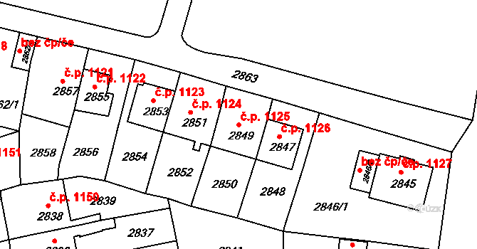 Bruntál 1125 na parcele st. 2849 v KÚ Bruntál-město, Katastrální mapa