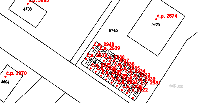 Zlín 2939 na parcele st. 7776 v KÚ Zlín, Katastrální mapa