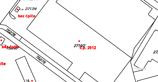 Předměstí 2912, Opava na parcele st. 2719/2 v KÚ Opava-Předměstí, Katastrální mapa