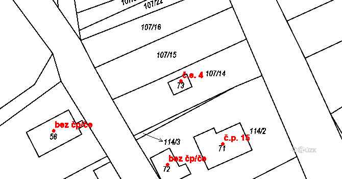 Kundratice 4, Rozsochy na parcele st. 73 v KÚ Kundratice u Rozsoch, Katastrální mapa
