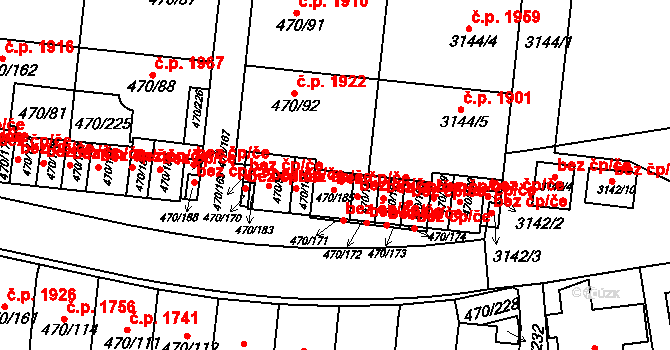 Praha 42238803 na parcele st. 470/185 v KÚ Krč, Katastrální mapa