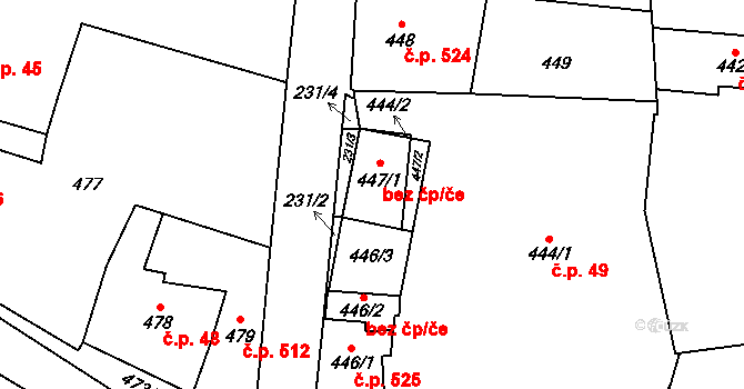 Kosmonosy 45299803 na parcele st. 447/1 v KÚ Kosmonosy, Katastrální mapa