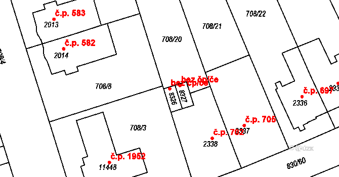 Pardubice 47886803 na parcele st. 8326 v KÚ Pardubice, Katastrální mapa