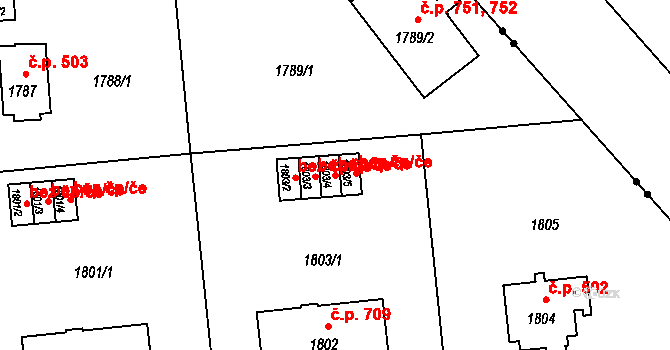 Praha 48418803 na parcele st. 1803/4 v KÚ Ruzyně, Katastrální mapa