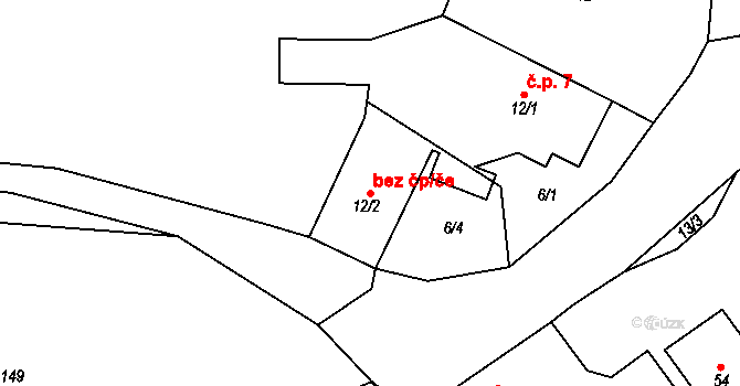 Štěpánov nad Svratkou 49616803 na parcele st. 12/2 v KÚ Vrtěžíř, Katastrální mapa