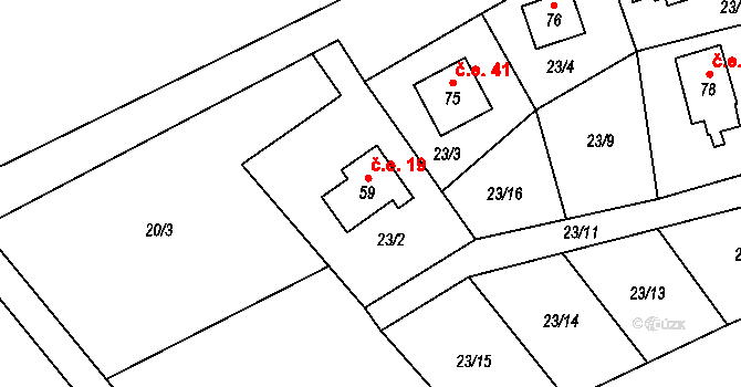 Svahová 19, Boleboř na parcele st. 59 v KÚ Svahová, Katastrální mapa