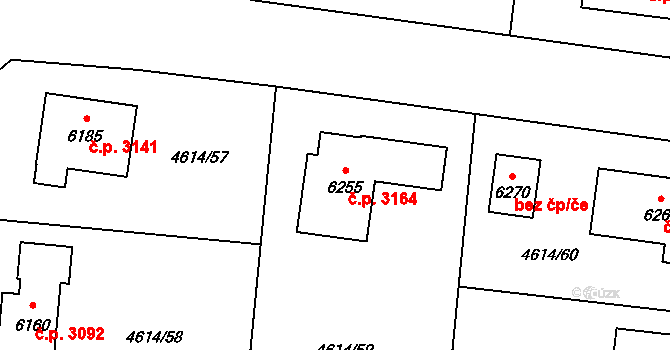 Žatec 3164 na parcele st. 6255 v KÚ Žatec, Katastrální mapa