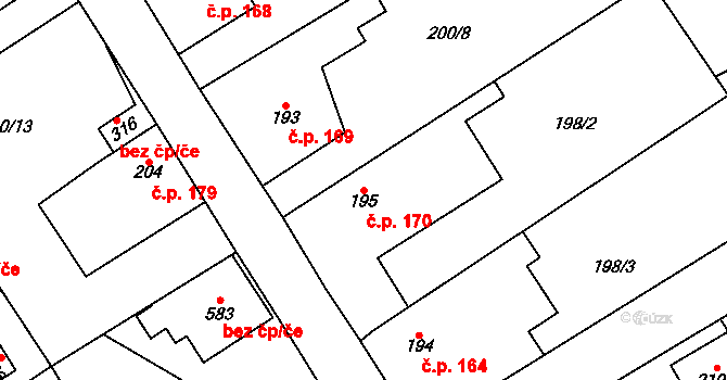 Janov 170, Litvínov na parcele st. 195 v KÚ Janov u Litvínova, Katastrální mapa