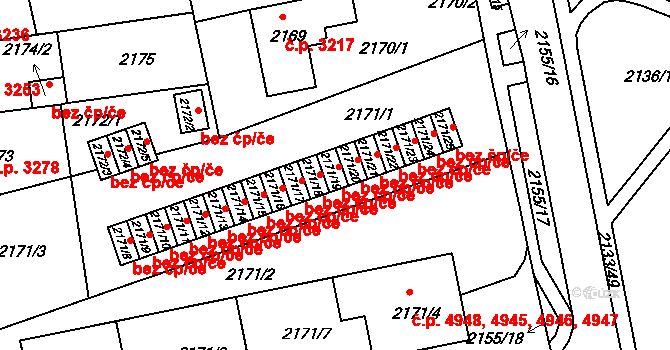 Chomutov 2007 na parcele st. 2171/19 v KÚ Chomutov II, Katastrální mapa