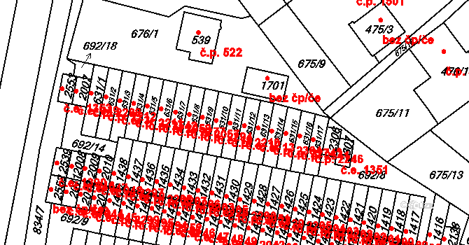 Sezimovo Ústí 2210 na parcele st. 631/11 v KÚ Sezimovo Ústí, Katastrální mapa