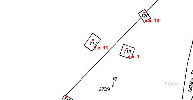 Březová 11 na parcele st. 117 v KÚ Březová u Hořovic, Katastrální mapa