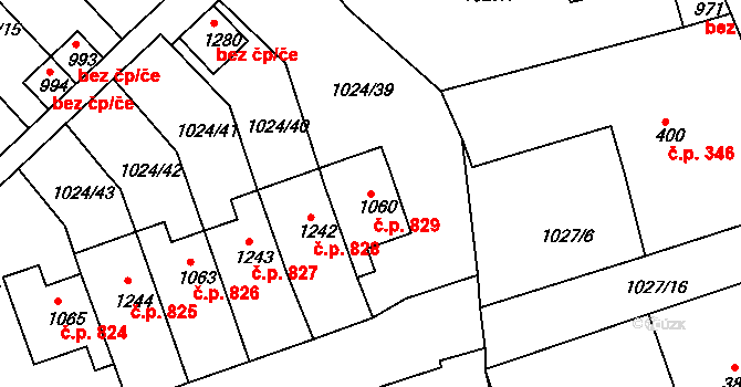 Nýrsko 829 na parcele st. 1060 v KÚ Nýrsko, Katastrální mapa