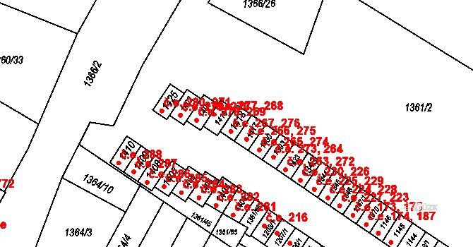 Brtnice 267,276 na parcele st. 1418 v KÚ Brtnice, Katastrální mapa