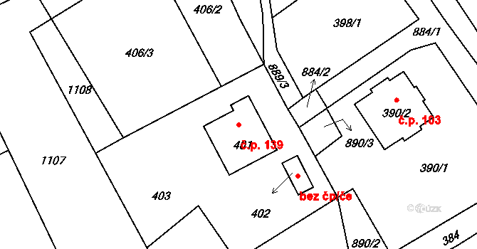 Stachovice 139, Fulnek na parcele st. 401 v KÚ Stachovice, Katastrální mapa